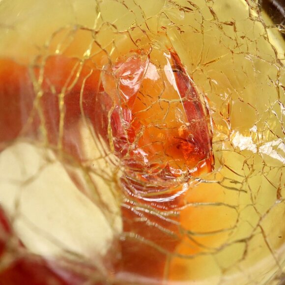 Pair of Blenko Amberina Hand Blown 6.5" Crackle Glass Vase Ruffled Top Vintage - Picture 3 of 7